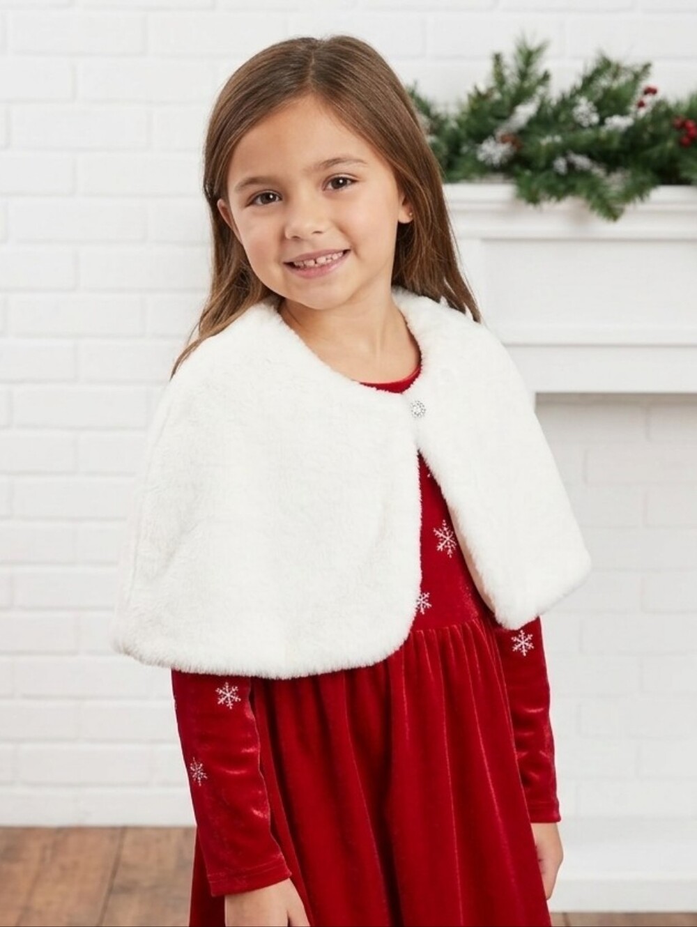 The Children's Place Ivory Faux Fur Shrug Wrap (Birthday Holiday Party) M 7/8